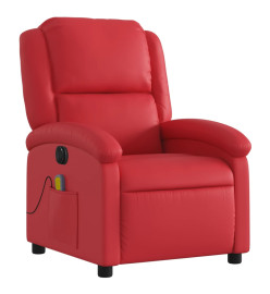 Fauteuil de massage inclinable électrique rouge similicuir