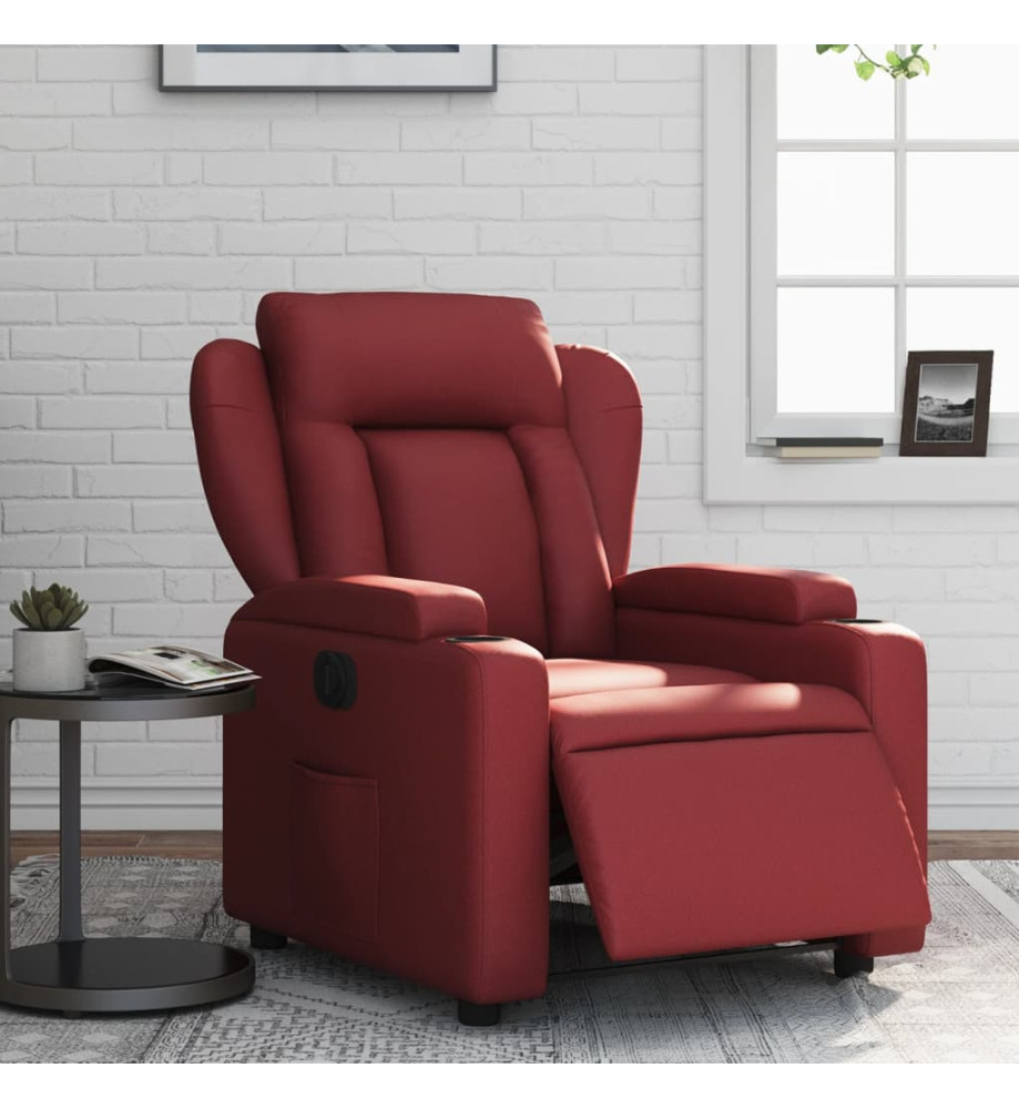 Fauteuil inclinable électrique Rouge bordeaux Similicuir