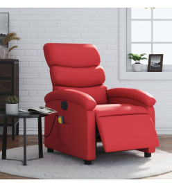 Fauteuil de massage inclinable électrique rouge similicuir