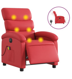 Fauteuil de massage inclinable électrique rouge similicuir