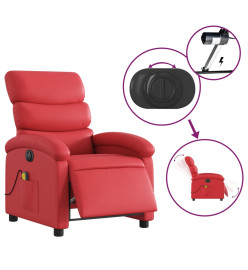 Fauteuil de massage inclinable électrique rouge similicuir