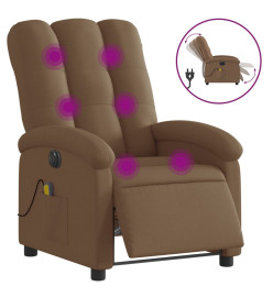 Fauteuil inclinable de massage électrique marron tissu