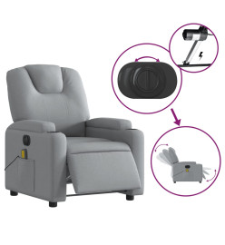 Fauteuil de massage inclinable électrique gris clair tissu