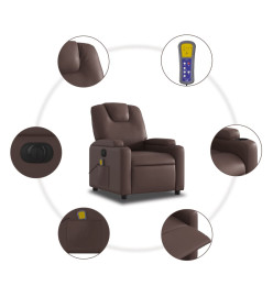 Fauteuil de massage inclinable électrique marron similicuir