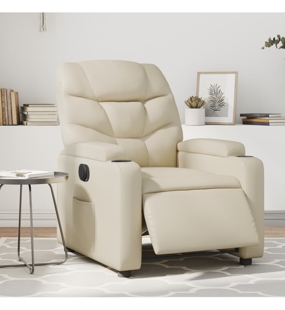 Fauteuil inclinable électrique Crème Similicuir