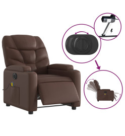 Fauteuil de massage inclinable électrique marron similicuir