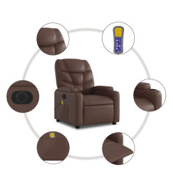 Fauteuil de massage inclinable électrique marron similicuir