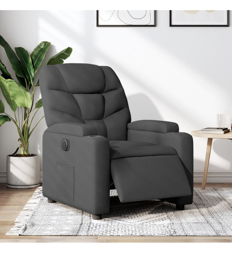 Fauteuil inclinable électrique Noir Tissu