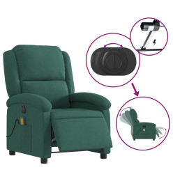 Fauteuil inclinable de massage électrique vert foncé velours