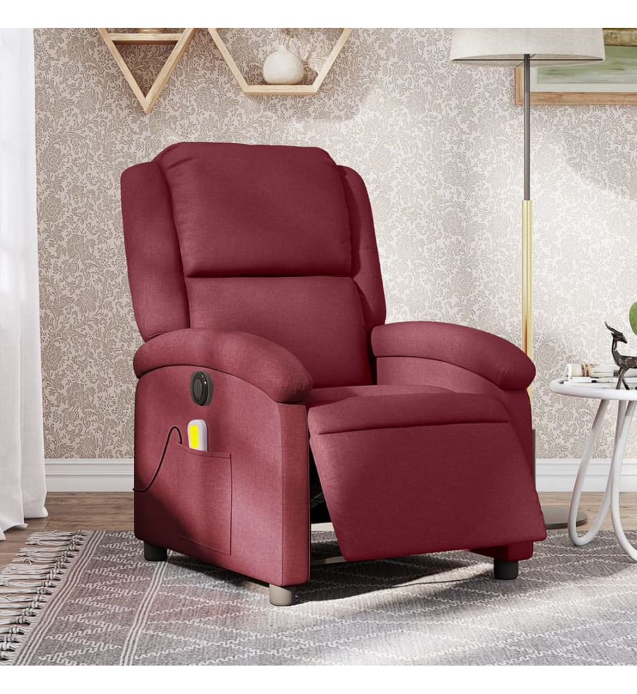 Fauteuil de massage inclinable électrique Rouge bordeaux Tissu