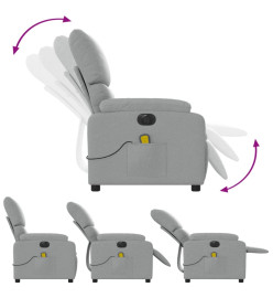 Fauteuil de massage inclinable électrique gris clair tissu