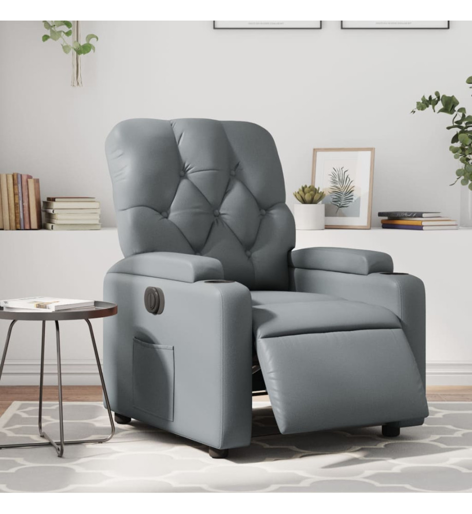 Fauteuil inclinable électrique Gris Similicuir