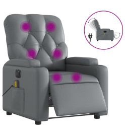 Fauteuil de massage inclinable électrique gris similicuir