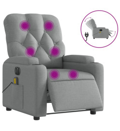 Fauteuil de massage inclinable électrique gris clair tissu