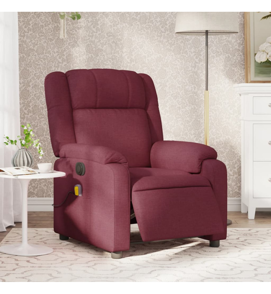 Fauteuil de massage inclinable électrique Rouge bordeaux Tissu