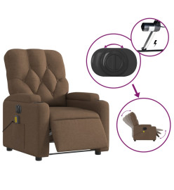 Fauteuil inclinable de massage électrique marron tissu