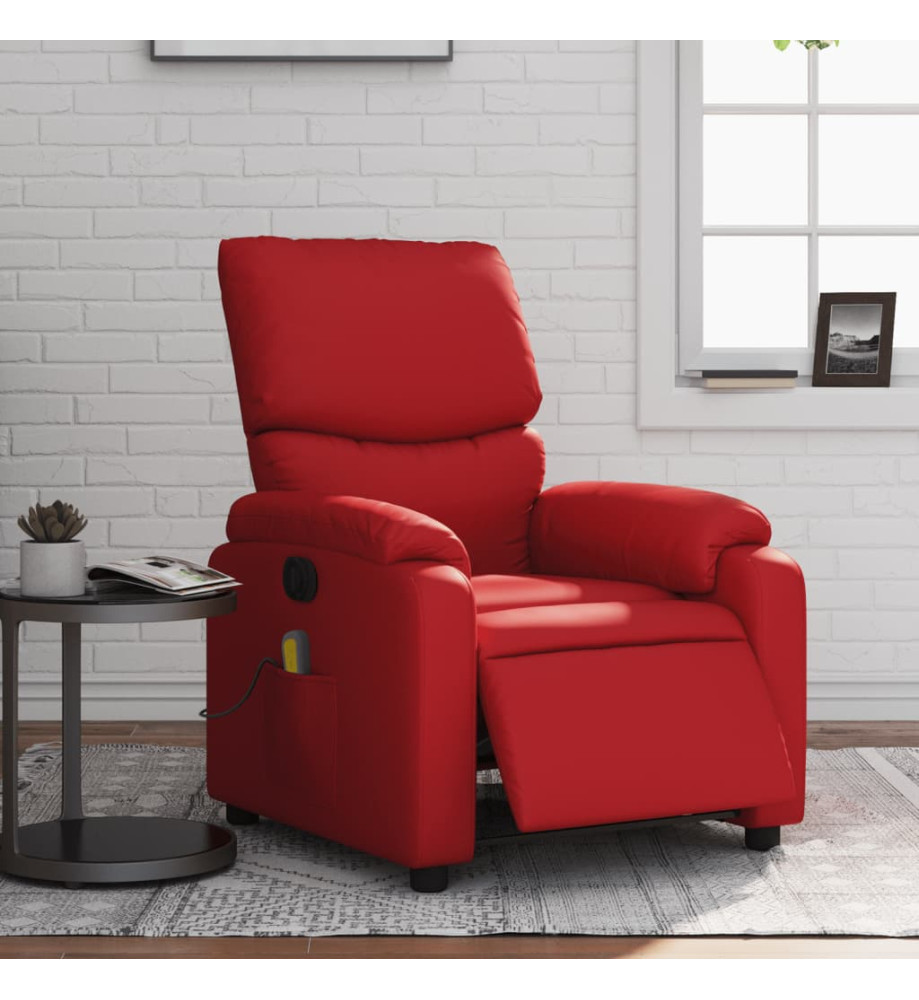 Fauteuil de massage inclinable électrique rouge similicuir