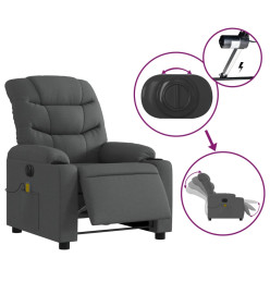 Fauteuil inclinable de massage électrique gris foncé tissu