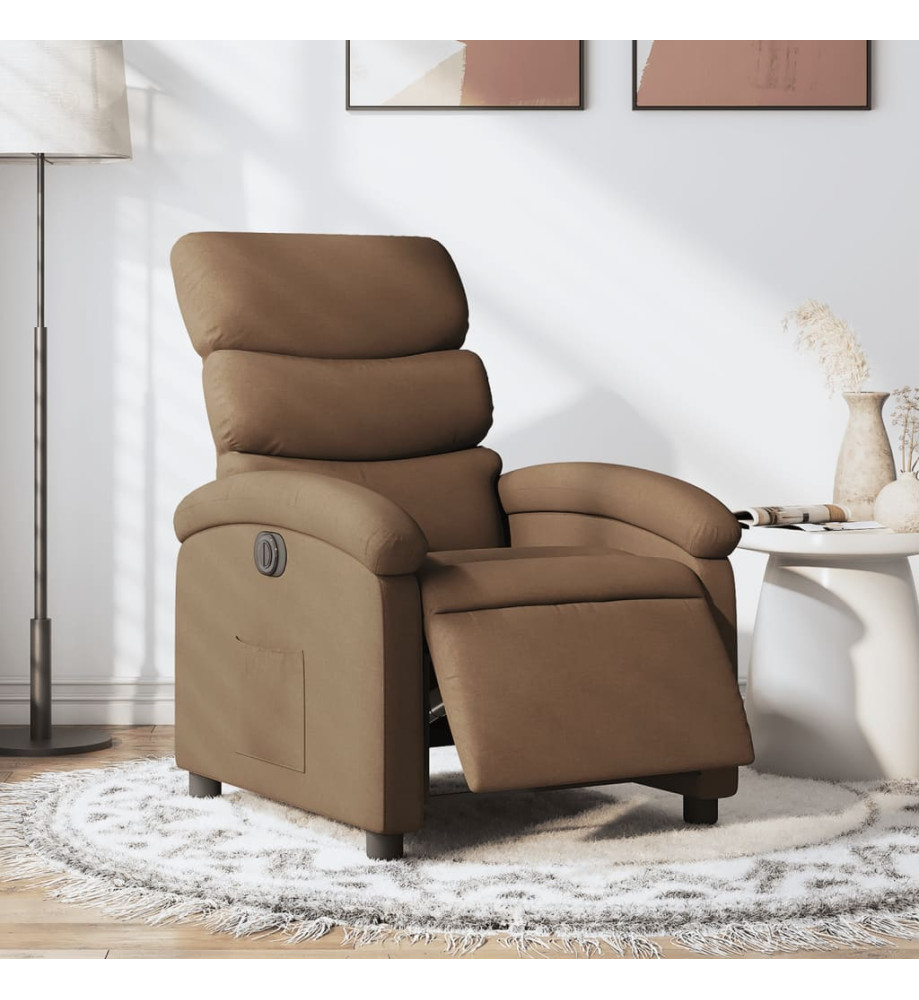 Fauteuil inclinable électrique Marron Tissu