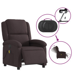 Fauteuil de massage inclinable électrique Marron foncé Tissu