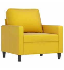 Fauteuil avec repose-pied jaune 60 cm velours