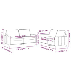 Ensemble de canapés 2 pcs avec coussins Jaune Velours