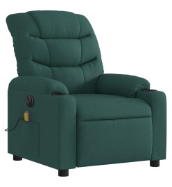 Fauteuil de massage inclinable électrique Vert foncé Tissu