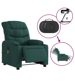 Fauteuil de massage inclinable électrique Vert foncé Tissu