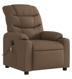 Fauteuil inclinable de massage électrique marron tissu