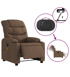 Fauteuil inclinable de massage électrique marron tissu