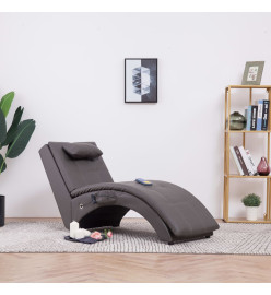 Chaise longue de massage avec oreiller Gris Similicuir