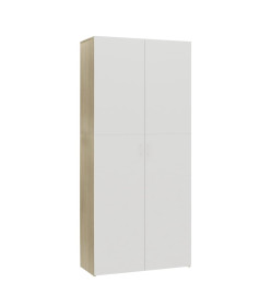 Armoire à chaussures Blanc et chêne sonoma 80x35,5x180 cm