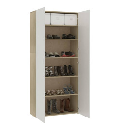 Armoire à chaussures Blanc et chêne sonoma 80x35,5x180 cm