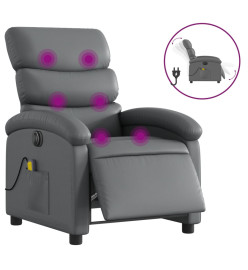 Fauteuil de massage inclinable électrique gris similicuir