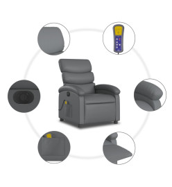 Fauteuil de massage inclinable électrique gris similicuir