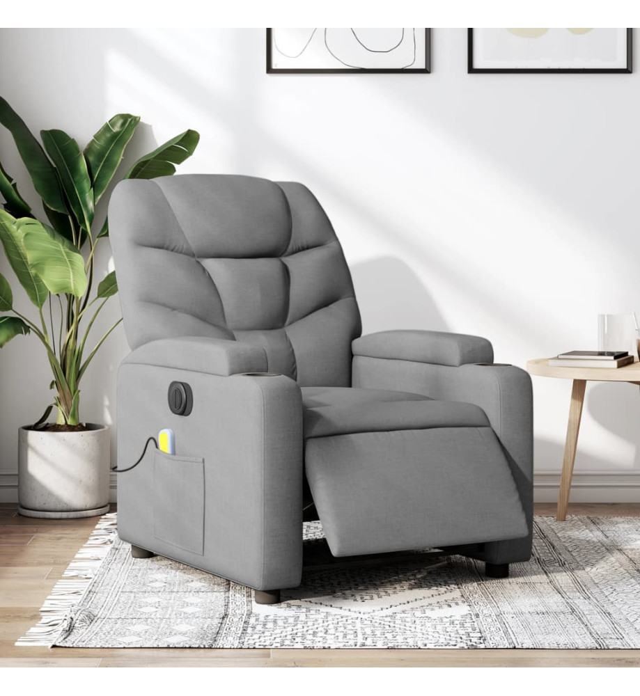 Fauteuil de massage inclinable électrique gris clair tissu