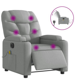 Fauteuil de massage inclinable électrique gris clair tissu