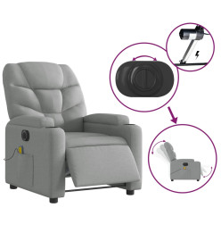 Fauteuil de massage inclinable électrique gris clair tissu