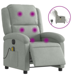 Fauteuil inclinable électrique de massage gris clair velours