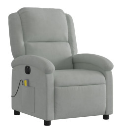 Fauteuil inclinable électrique de massage gris clair velours