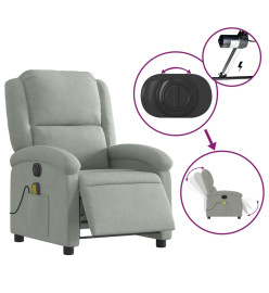 Fauteuil inclinable électrique de massage gris clair velours