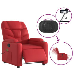 Fauteuil de massage inclinable électrique rouge similicuir