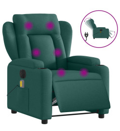 Fauteuil de massage inclinable électrique Vert foncé Tissu