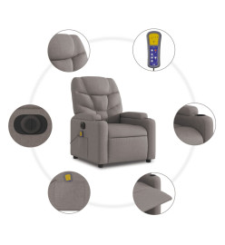 Fauteuil de massage inclinable électrique Taupe Tissu