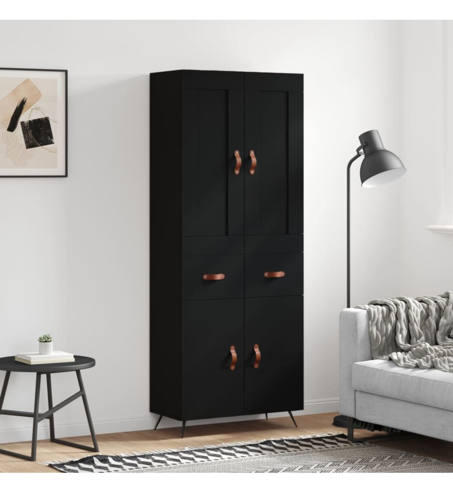 Buffet haut Noir 69,5x34x180 cm Bois d'ingénierie Buffet haut Noir 69,5x34x180 cm Bois d'ingénierie