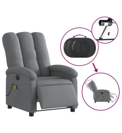 Fauteuil inclinable de massage électrique gris foncé tissu