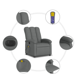 Fauteuil inclinable de massage électrique gris foncé tissu