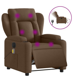 Fauteuil inclinable de massage électrique marron tissu