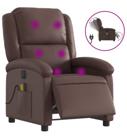 Fauteuil de massage inclinable électrique marron similicuir