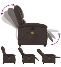 Fauteuil de massage inclinable électrique marron similicuir